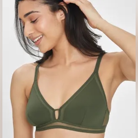 Lively Other - Lively Womens XS Rich Olive The Mesh Trim Bralette Bra 42661 Mesh Detailing
